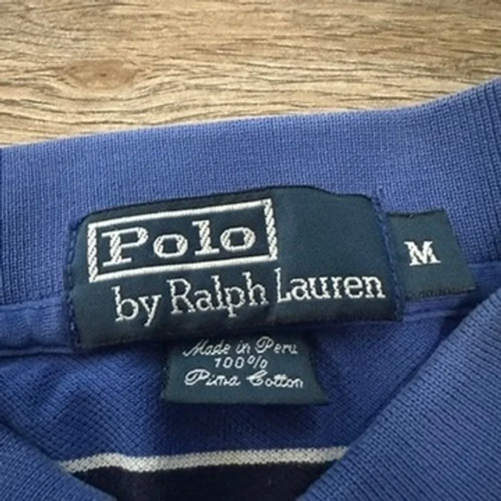 Polo Ralph Lauren Men Blue Striped Pima Cotton Short Sleeve Polo Shirt Size M